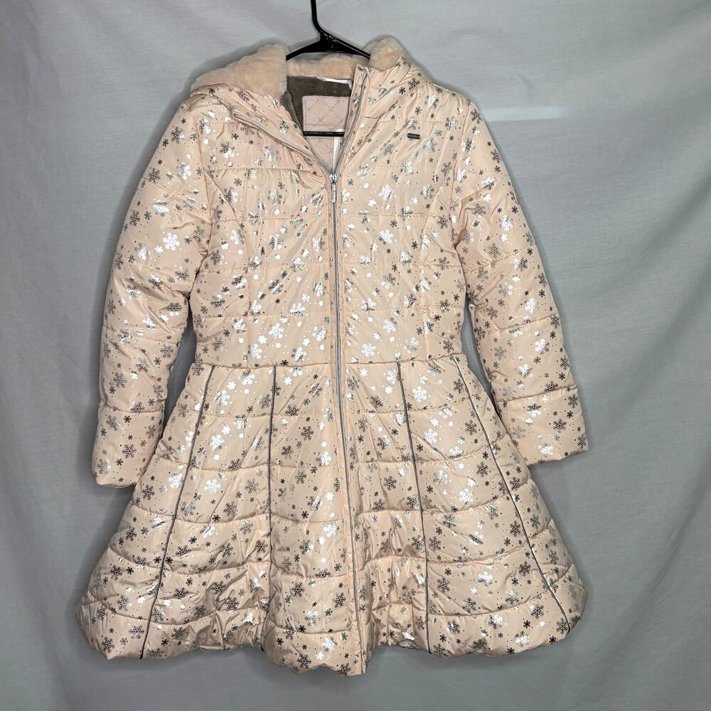 Le Chic Girls Pink Snowflake Winter Coat Size 10-12Y New